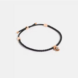 Coach Tearose Braided Leather Friendship Slider Bracelet